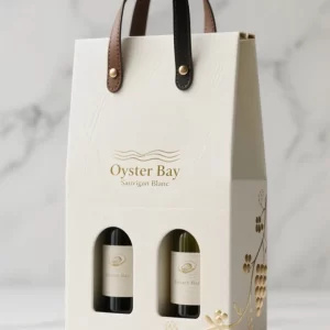 Product 4 Luxury book style wine packaging box with handle and window display for bottle presentation