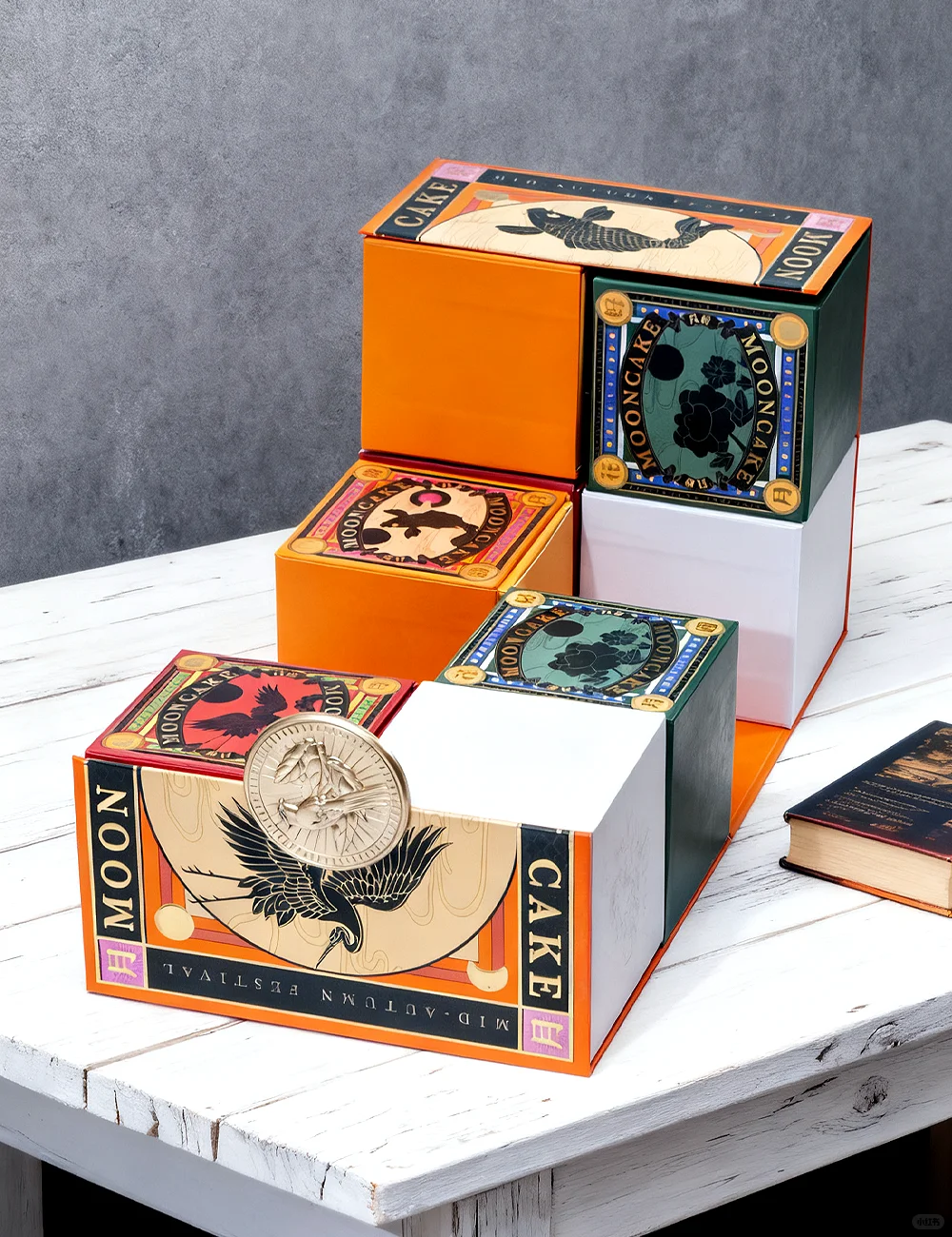 Custom creative drawer box packaging with vintage illustration design