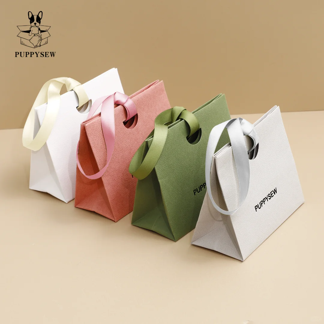 custom paper gift bag with ribbon handle 2