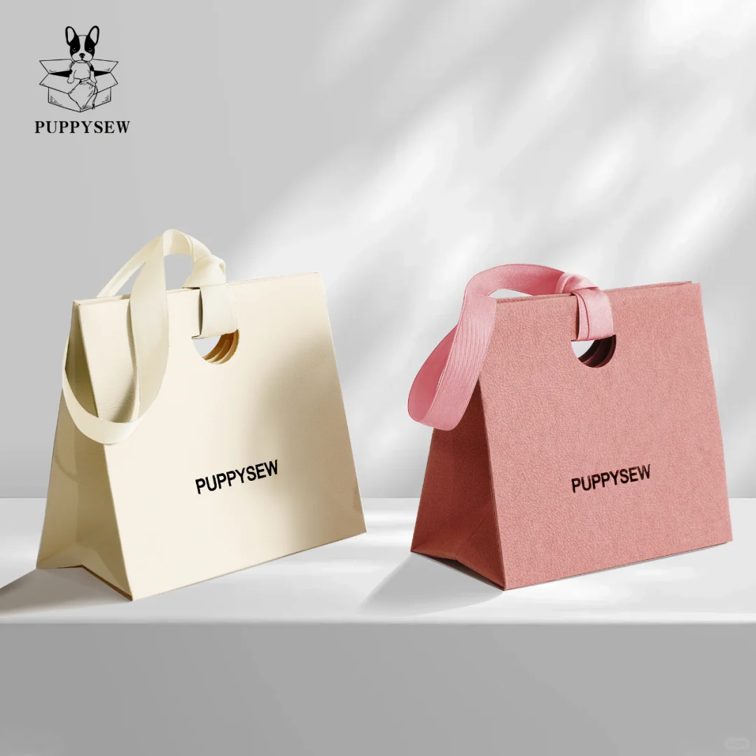 custom paper gift bag with ribbon handle 3
