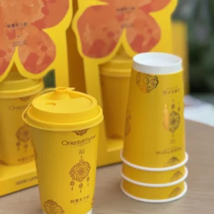Custom printed paper cup for takeaway beverages with Chinese style design