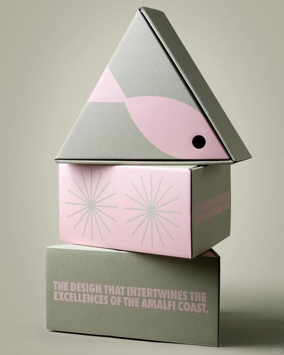 Custom triangle box packaging with geometric design, premium paper material, suitable for luxury gift and brand packaging