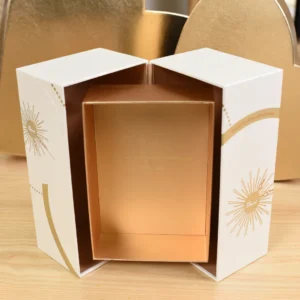 Luxury double-door lift-up rigid gift box with premium inner tray and elegant opening design