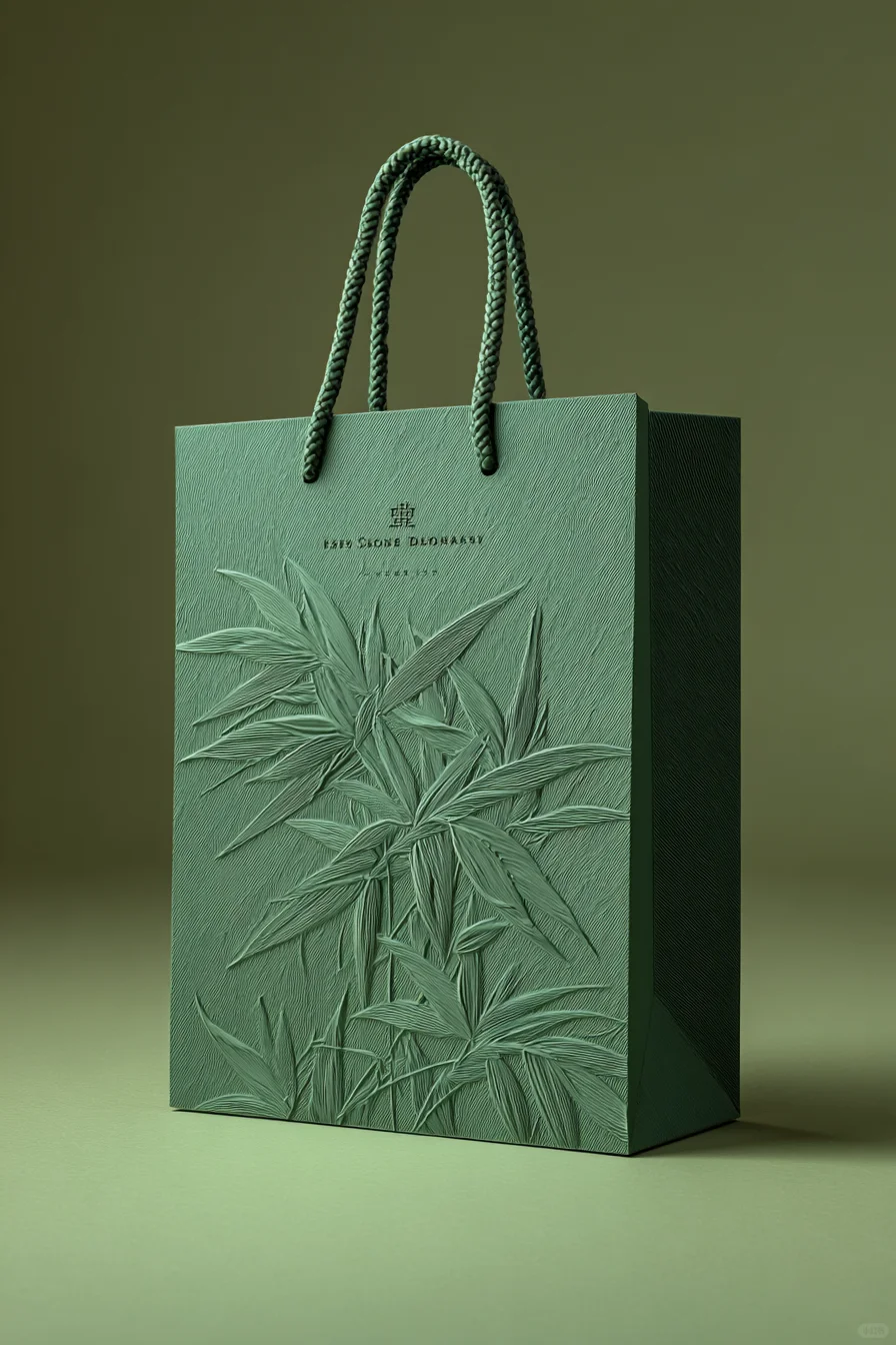 Embossed paper gift bag with rope handle for luxury brand packaging