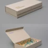 Flat-pack magnetic flip lid box designed for easy packing and reduced shipping costs