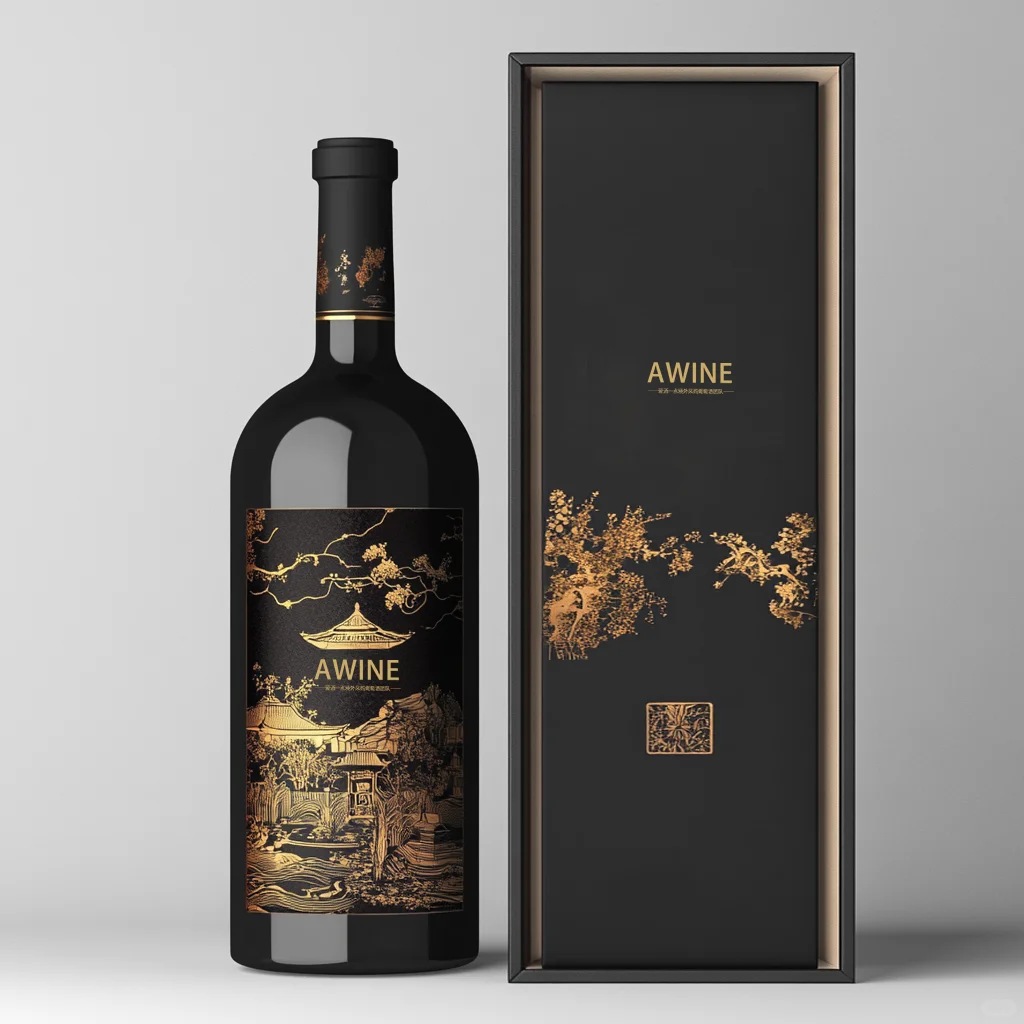Luxury magnetic folding wine packaging box with rigid board structure and premium finish