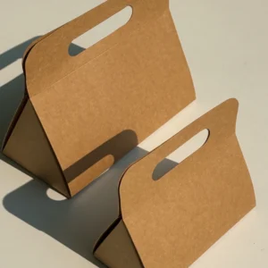 One-piece kraft paper folding gift box with integrated handle, eco-friendly packaging design