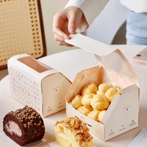 Paper window food box for bakery and dessert packaging
