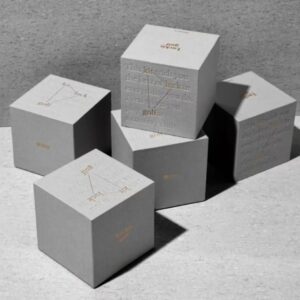 Luxury rigid cardboard lid and base box with debossing and hot foil stamping