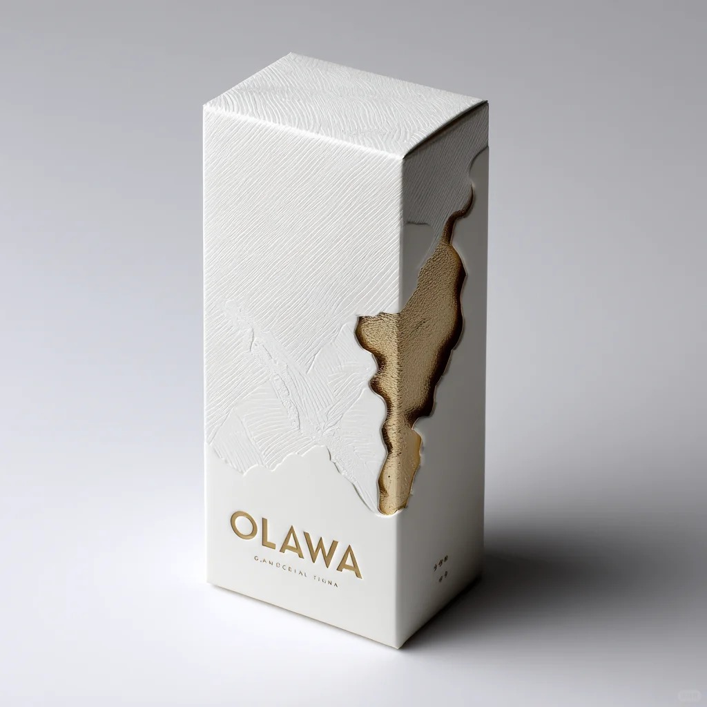 Luxury rigid gift box made with textured specialty paper and organic tear-edge design