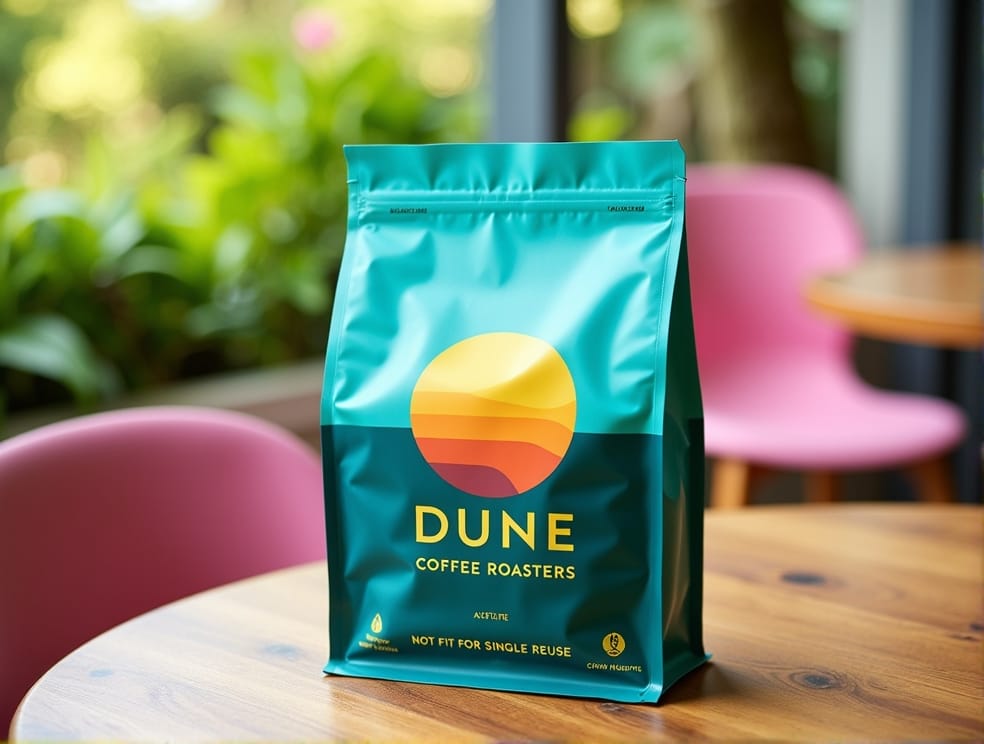 Custom coffee stand up pouch with premium printing, branded coffee packaging bag