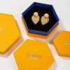 Luxury gold hexagon jewelry box with velvet insert for earrings and necklace packaging